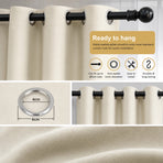 2X Blockout Curtains Blackout Window Curtain Draperies Pair Eyelet for Bedroom 132*244cm Cream