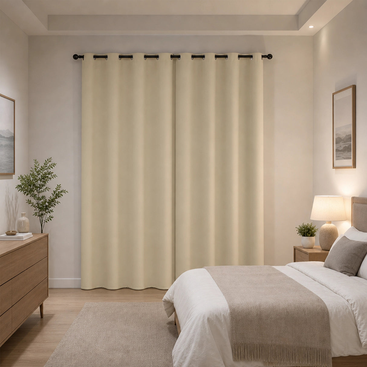 2X Blockout Curtains Blackout Window Curtain Draperies Pair Eyelet for Bedroom 132*274cm Cream