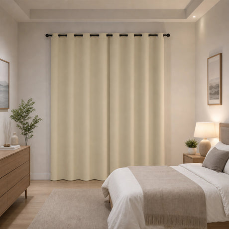 2X Blockout Curtains Blackout Window Curtain Draperies Pair Eyelet for Bedroom 132*274cm Cream