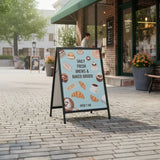 A-Frame Sign 60x90cm &ndash; Outdoor Sidewalk Steel Poster Board Display Stand - Side View
