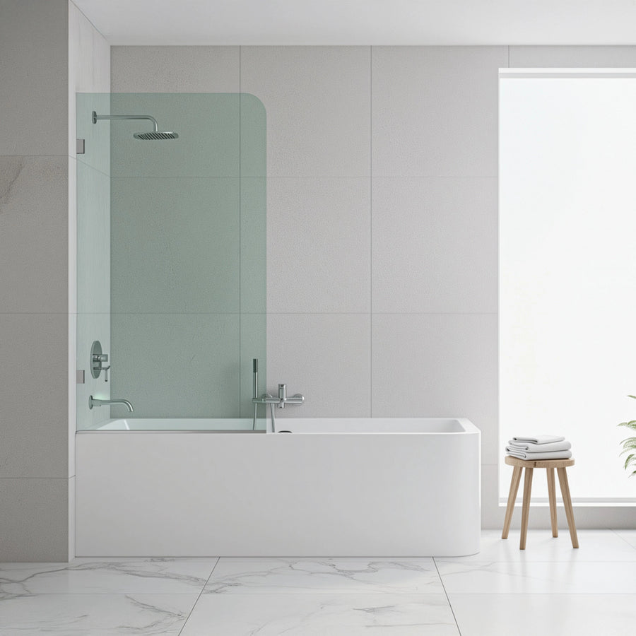 70cm Frameless Glass Bath Screen with U-Brackets - White