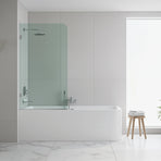 70cm Frameless Glass Bath Screen with F-Brackets - Chrome