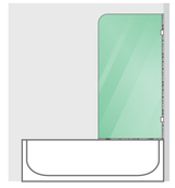 70cm Frameless Glass Bath Screen with F-Brackets - Chrome