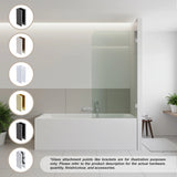 70cm Frameless Glass Bath Screen with F-Brackets - Gold - Front View