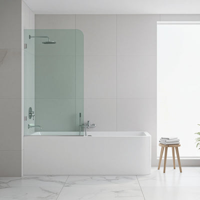 70cm Frameless Glass Bath Screen with F-Brackets - Gunmetal