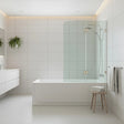 120cm Frameless Glass Bath Screen &ndash; Stainless Steel F-Brackets in Black