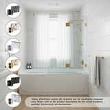 100cm Frameless Glass Bath Screen &ndash; Brass F-Brackets in Chrome for Stylish Bathroom Upgrade - Front View