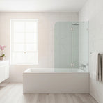 90cm Frameless Glass Bath Screen &ndash; Brass U-Brackets in Gunmetal for Stylish Bathroom Upgrade