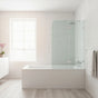 120cm Frameless Glass Bath Screen &ndash; Brass F-Brackets in Gunmetal for Stylish Bathroom Upgrade