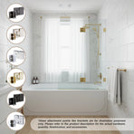120cm Frameless Glass Bath Screen &ndash; Brass F-Brackets in Gunmetal for Stylish Bathroom Upgrade