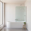 100cm Frameless Glass Bath Screen &ndash; Wall Channel with Stainless Steel Hinges in Nickel Finish
