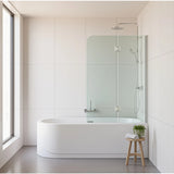 100cm Frameless Glass Bath Screen &ndash; Wall Channel with Stainless Steel Hinges in Nickel Finish