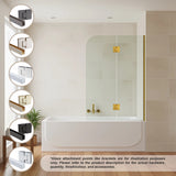 100cm Frameless Glass Bath Screen &ndash; Wall Channel with Brass Hinges in Chrome Finish