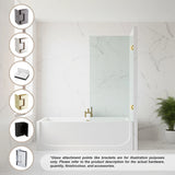 70cm Frameless Swing Bath Screen &ndash; Black Hardware with Brass hinge for Modern Bathrooms