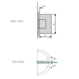 70cm Frameless Swing Bath Screen &ndash; Black Hardware with Brass hinge for Modern Bathrooms - Low Angle