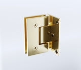70cm Frameless Swing Bath Screen &ndash; Brushed Gold Hardware with Brass hinge for Modern Bathrooms - Close-Up Angle
