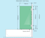 70cm Frameless Swing Bath Screen &ndash; Brushed Nickel Hardware with Brass hinge for Modern Bathrooms - Top-Down View