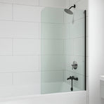 70cm Frameless Glass Bath Screen &ndash; Modern Wall Channel in Black for Stylish Bathroom Upgrade