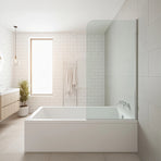 70cm Frameless Glass Bath Screen &ndash; Modern Wall Channel in White for Stylish Bathroom Upgrade