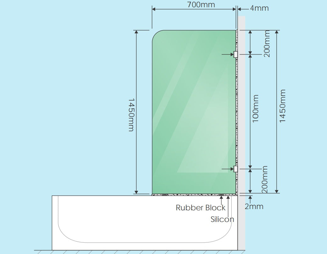 70cm Frameless Glass Bath Screen &ndash; Modern Wall Channel in White for Stylish Bathroom Upgrade