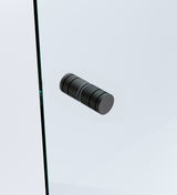 120cm Wall-to-Wall Frameless Shower Screen &ndash; Black F-Brackets with SS Hinges & Round Knob Handle