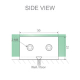 120cm Wall-to-Wall Frameless Shower Screen &ndash; Black U-Brackets with SS Hinges & Square Double Pull Handle - Close-Up Angle