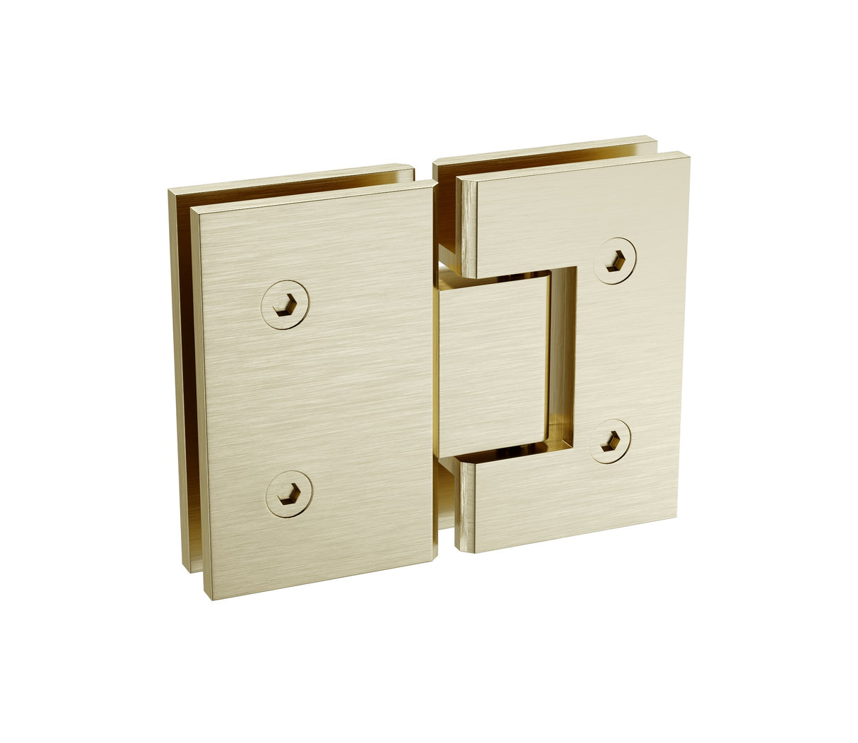 90cm Frameless Wall-to-Wall Shower Screen with Gold U-Brackets , Brass Hinges & Square Knob Handle