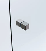 100cm Frameless Wall-to-Wall Shower Screen with Gunmetal U-Brackets and Floor U-Bracket, Brass Hinges & Square Knob Handle