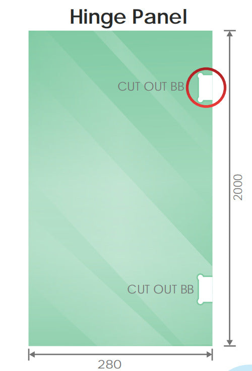 90cm Frameless Wall-to-Wall Shower Screen with Chrome U-Brackets , Brass Hinges & Round Knob Handle