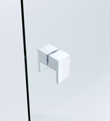 90cm Frameless Wall-to-Wall Shower Screen with Chrome U-Brackets and Floor U-Bracket, Brass Hinges & Square Double Pull Handle - Extra Image