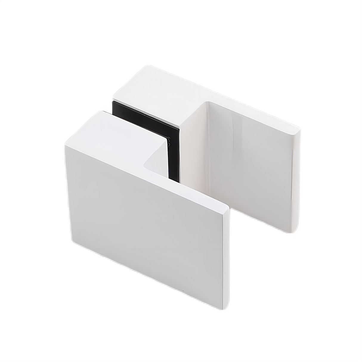 90cm Frameless Wall-to-Wall Shower Screen with White F-Brackets , Brass Hinges & Square Double Pull Handle