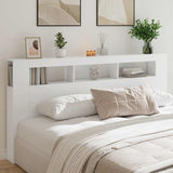 LED Headboard White 200 cm Engineered Wood - Front View