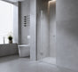 110cm Wall to Wall Frameless Shower Screen &ndash; White Wall Channel , SS Hinges & Square Double Pull Handle