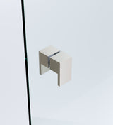 100cm Wall-to-Wall Frameless Shower Screen &ndash; Nickel Wall Channel with Brass Hinges & Square Double Pull Handle - Extra Image