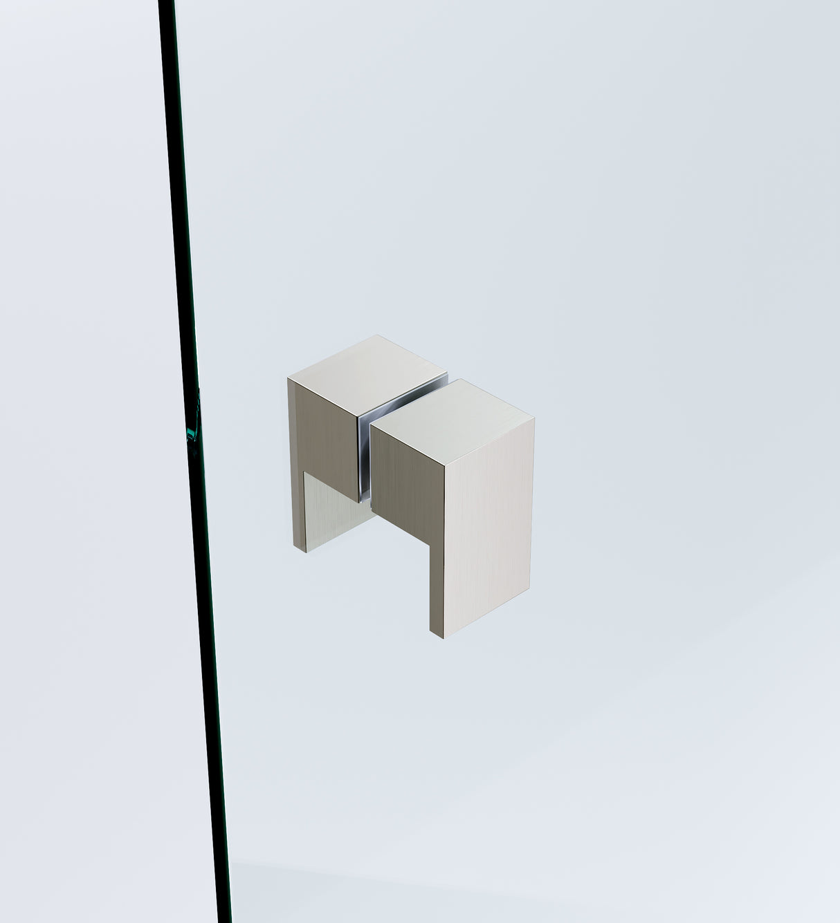 110cm Wall-to-Wall Frameless Shower Screen &ndash; Nickel Wall Channel and Floor Channel with Brass Hinges & Square Double Pull Handle