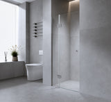 110cm Wall-to-Wall Frameless Shower Screen &ndash; Gunmetal Wall Channel and Floor Channel with Brass Hinges & Square Double Pull Handle