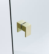 120cm Wall-to-Wall Frameless Shower Screen &ndash; Gold Wall Channel with Brass Hinges & Square Double Pull Handle - Extra Image