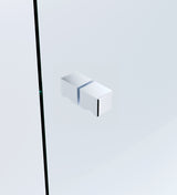 90x70cm Corner Frameless Shower Screen with Chrome U-Brackets and SS Hinges, Square Knob Handle