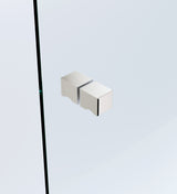 100x70cm Corner Frameless Shower Screen with Nickel F-Brackets and SS Hinges, Square Knob Handle - Extra Image