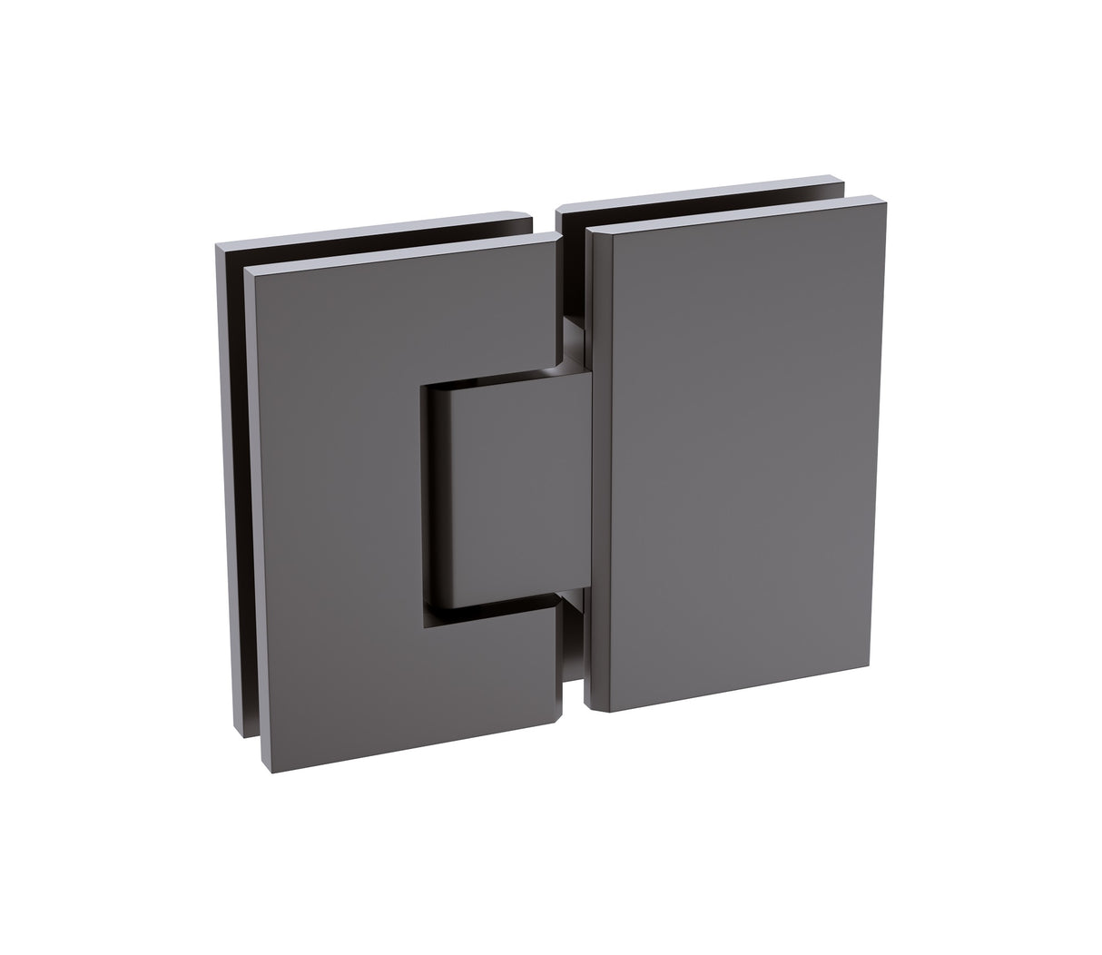 110x70cm Corner Frameless Shower Screen with Gunmetal Wall Channel and Floor F-Bracket and SS Hinges, Square Knob Handle
