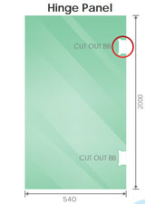 120x90cm Corner Frameless Shower Screen with Chrome U-Brackets and Floor U-Bracket and SS Hinges, Square Knob Handle - Side View