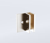 120x110cm Corner Frameless Shower Screen with Nickel Wall Channel and Floor F-Bracket and SS Hinges, Square Knob Handle - Close-Up Angle