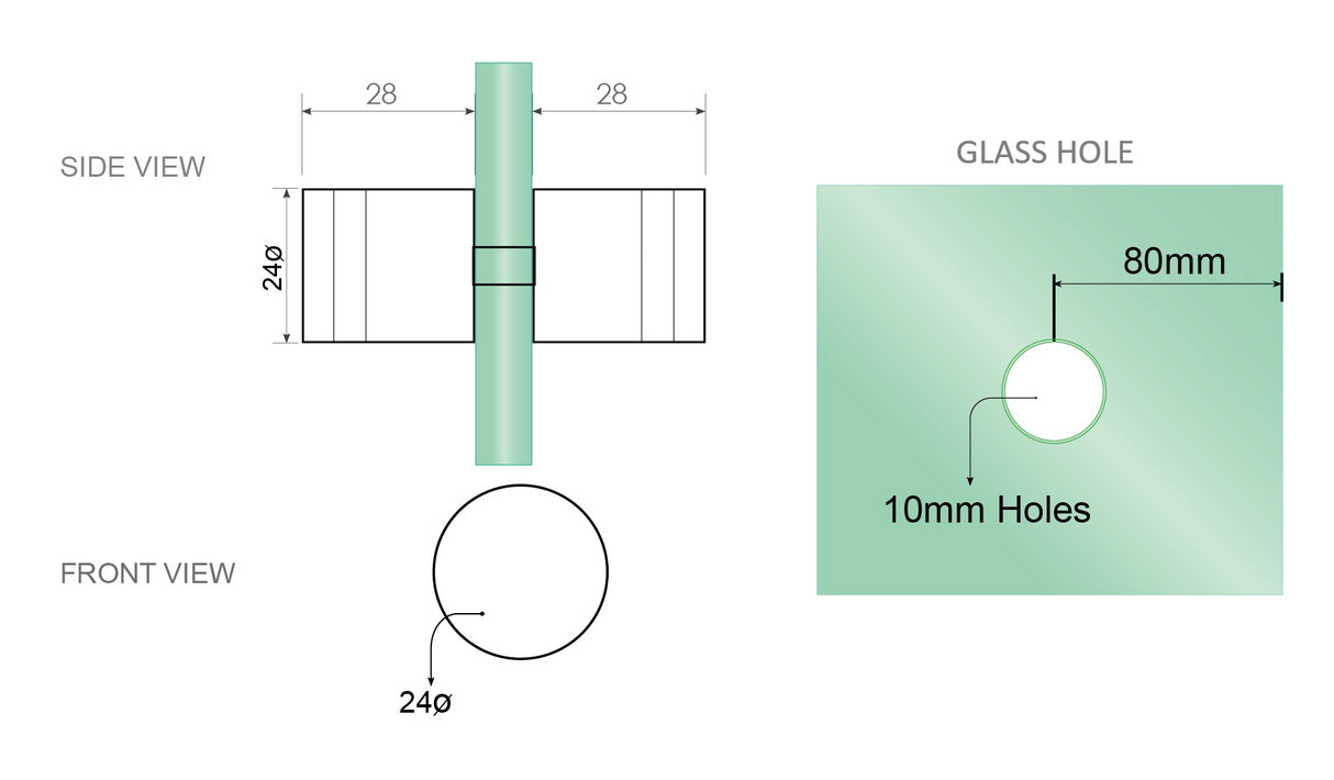 110x70cm Corner Frameless Shower Screen with Black U-Brackets and Floor U-Bracket and SS Hinges, Round Knob Handle