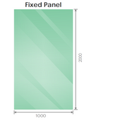 110x100cm Corner Frameless Shower Screen with Gunmetal U-Brackets and SS Hinges, Round Knob Handle