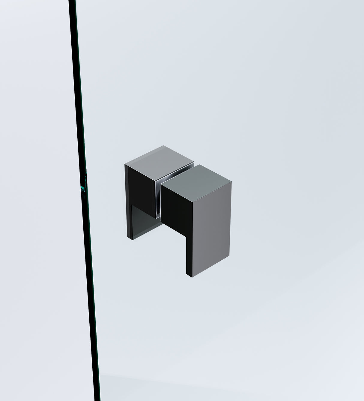 90x80cm Corner Frameless Shower Screen with Black U-Brackets and Floor U-Bracket and SS Hinges, Square Double Pull Handle