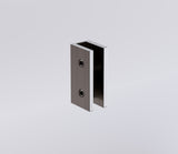 90x80cm Corner Frameless Shower Screen with Gunmetal U-Brackets and SS Hinges, Square Double Pull Handle - Close-Up Angle