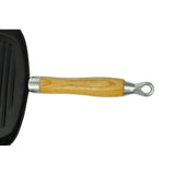 Grill Pan with Wooden Handle Cast Iron 20x20 cm - Top-Down View