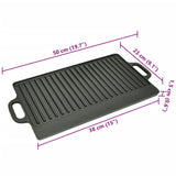 Grill Platter Cast Iron Reversible 50x23 cm - 45-Degree Angle