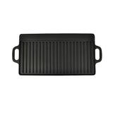 Set of 2 BBQ/Pizza Platter Grill Plate Cast Iron Rever - Top-Down View