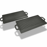Set of 2 BBQ/Pizza Platter Grill Plate Cast Iron Rever - Front View